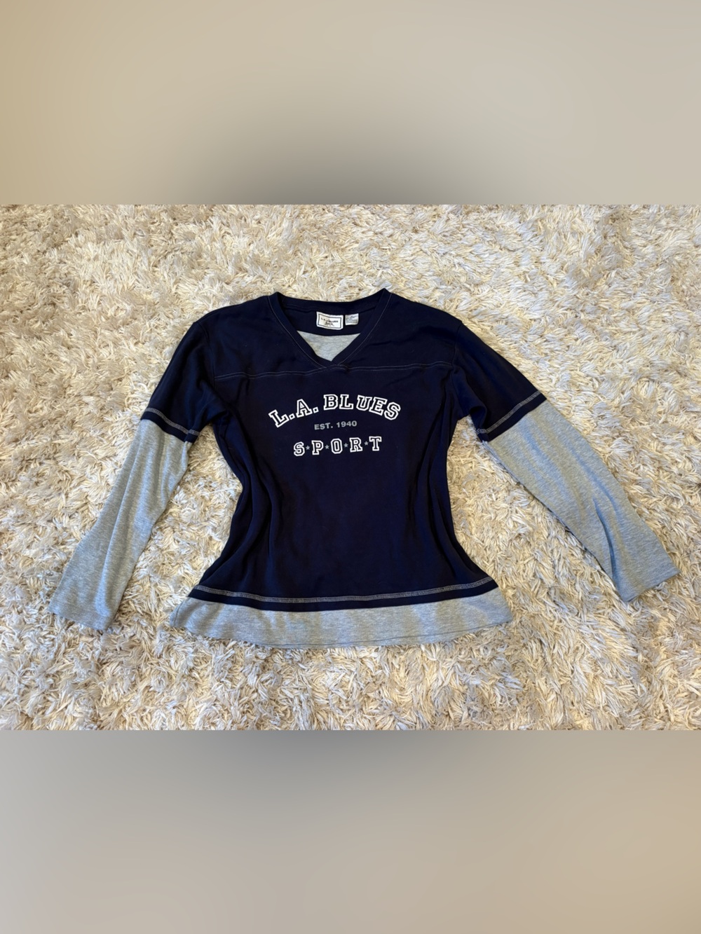 L.A. Blues Navy and Gray Layered Long sleeve top